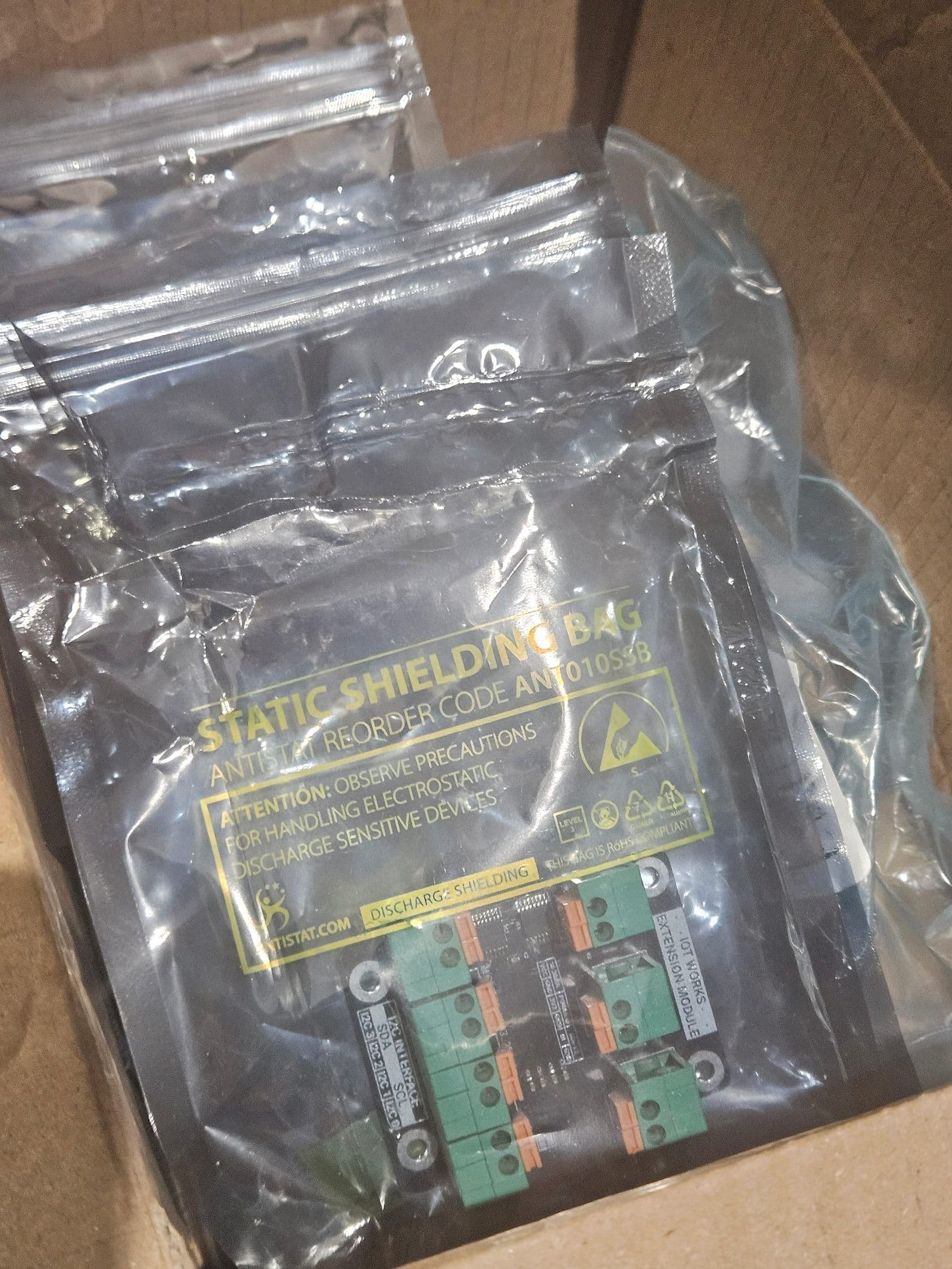 IoT-WorkS modules in ESD anti-static bags — production stock